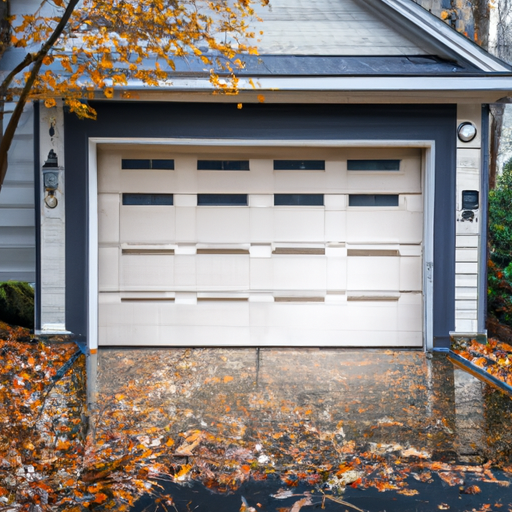 Suburban Wyckoff home with closed garage door, autumn leaves on driveway, no people.