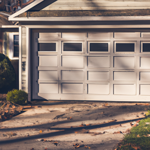 Suburban Wyckoff home with a closed garage door framed by driveway and lawn in soft autumn light.